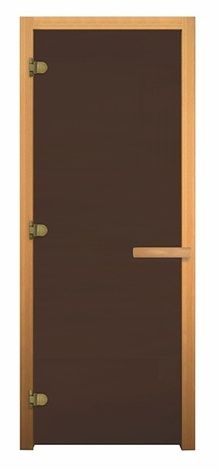 Стеклянная дверь Банный эксперт Бронза матовое, 8 мм, коробка осина, 190/68 в Санкт-Петербурге