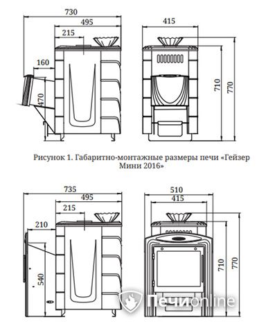 Дровяная банная печь TMF Гейзер Мини 2016 Carbon ДН КТК ЗК антрацит в Санкт-Петербурге