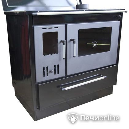 Отопительно-варочная печь МастерПечь ПВ-02 с духовым шкафом, 8.5 кВт (черный/бордо) в Санкт-Петербурге