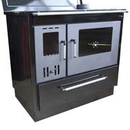 Отопительно-варочная печь МастерПечь ПВ-02 с духовым шкафом, 8.5 кВт (черный/бордо)
