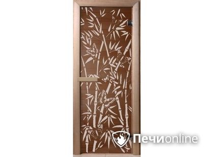 Дверь стеклянная Банный эксперт Бамбук и бабочки 6 мм 2 петли бронза коробка хвоя 190/70 в Санкт-Петербурге