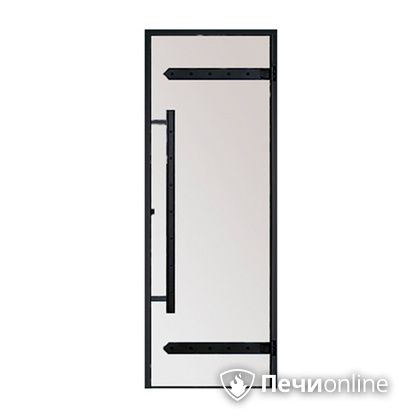 Дверь для бани Harvia Стеклянная дверь для сауны LEGEND 7/19 черная коробка сосна сатин D71905МL в Санкт-Петербурге