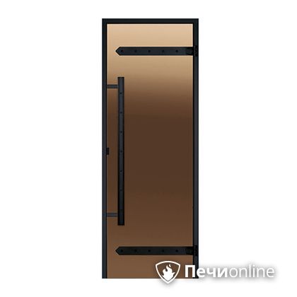Дверь для бани Harvia Стеклянная дверь для сауны LEGEND 8/19 черная коробка сосна бронза  D81901МL в Санкт-Петербурге